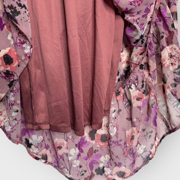 Lulus In My Dreams Mauve Floral Midi Dress XS Tiered Mock Neck Flowy Cottagecore - Picture 10 of 11